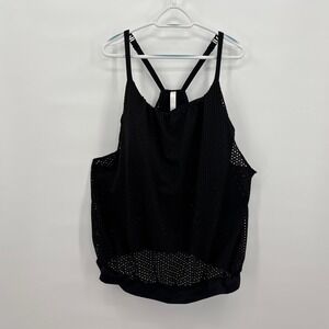 Cacique by Lane Bryant Swim Women Plus Size 24 Black Eyelet Mesh Tankini Top